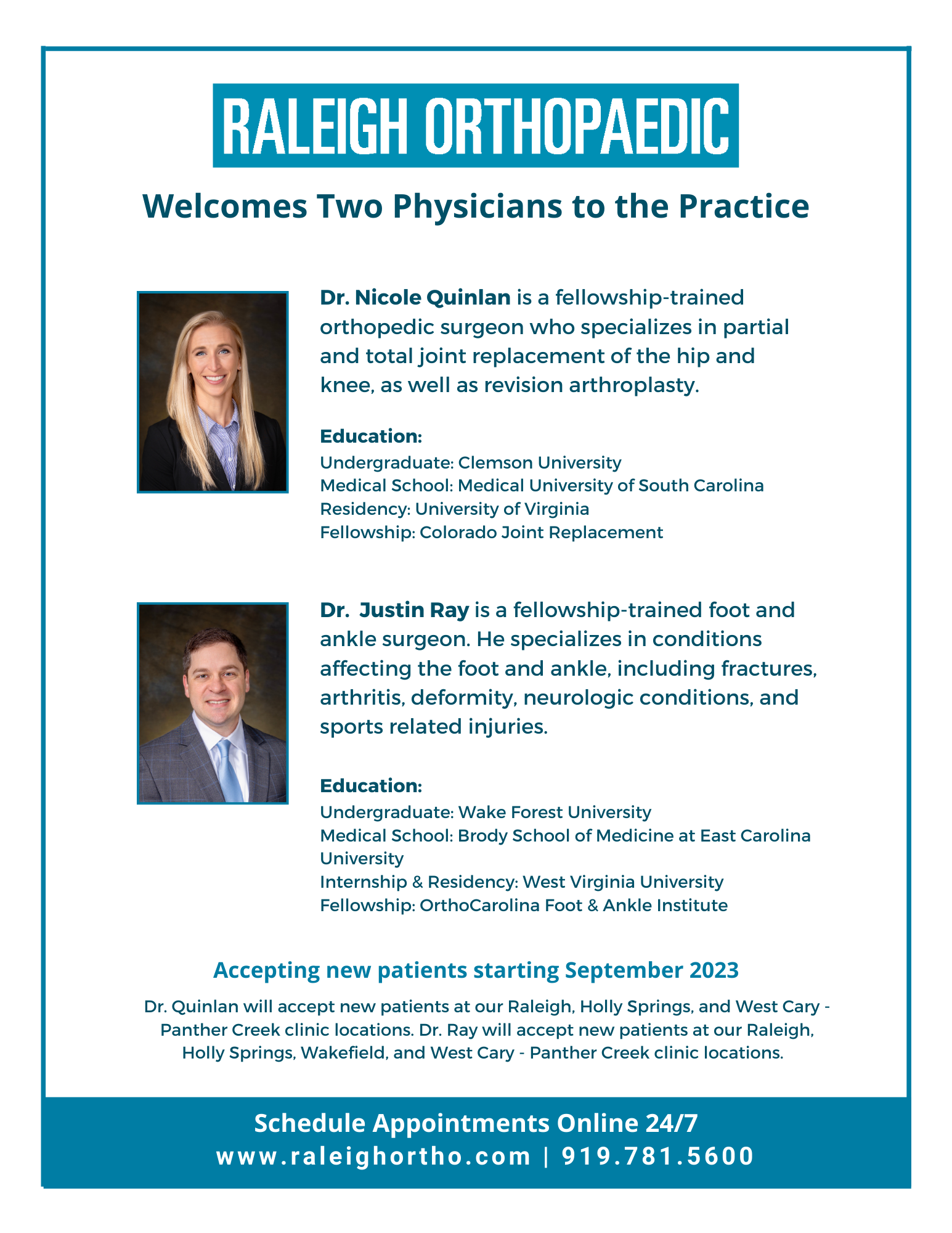 Welcoming Two New Surgeons – Sept 2023